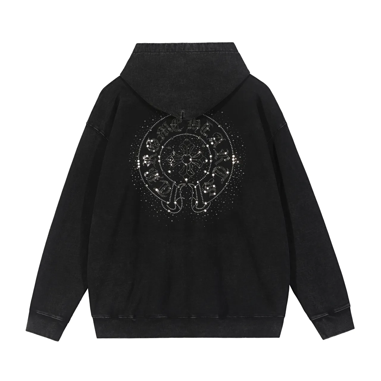 P320 Chrome Hearts Chrome Hearts Heavy Washed Rhinestone Metal Gypsophila Sweatshirt Size: S M L XL Color: Black, Green